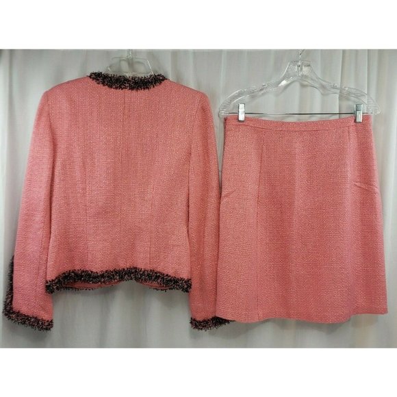 APT. 9 Skirt Suit 2-PC Pink Black Tweed Elegant Skirt Suit Lined Size 10 - Picture 5 of 12